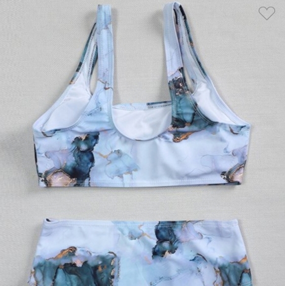 Blue Marble Swimsuit Two Piece Bikini - Picture 3 of 4